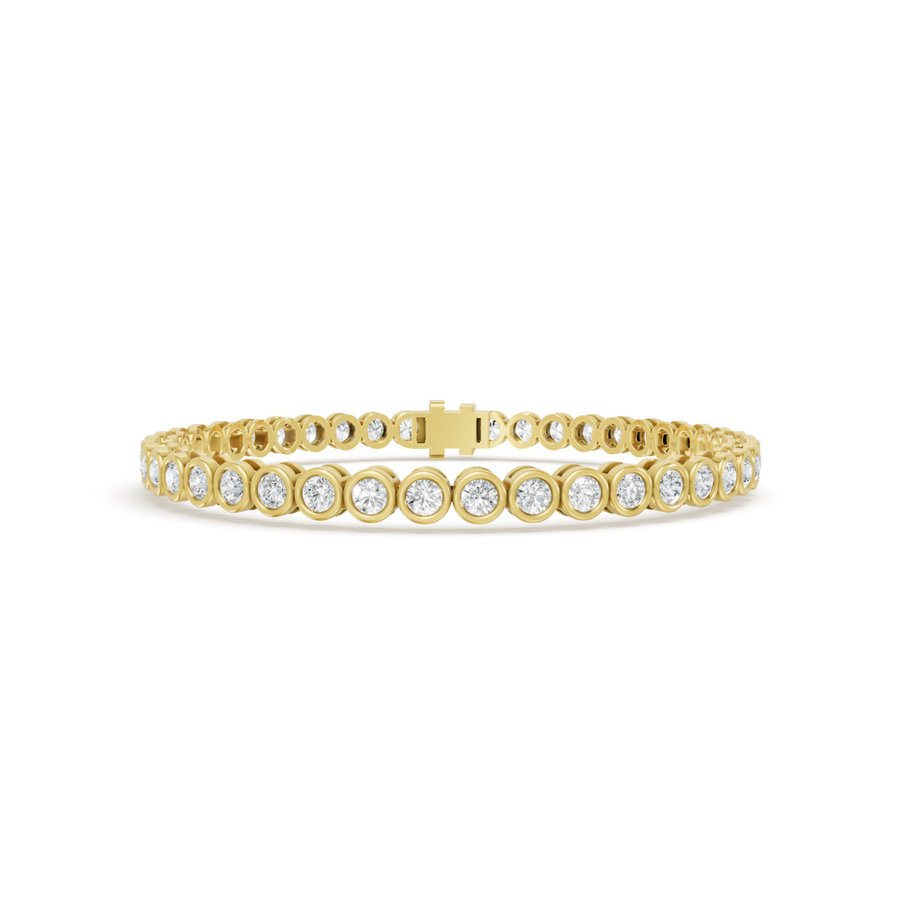 4.34 ctw Diamond Bezel 14K Yellow Gold Tennis Bracelet
